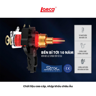 Ấm Siêu Tốc Inox 2 Lớp 1.7L Lorca TA 3015P, Công Suất 2200W, Thân Chống Bỏng, Hàng Chính Hãng Mới