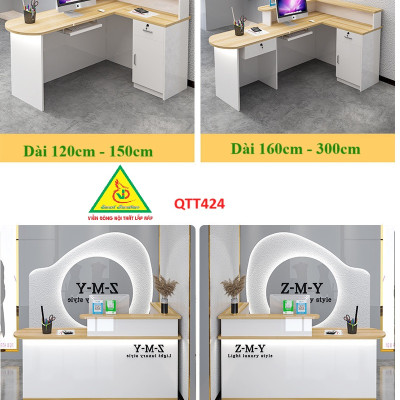 QUẦY LỄ TÂN, QUẦY TIẾP TÂN, QUẦY TÍNH TIỀN, QUẦY THU NGÂN QTT424 ( BÀN KHÔNG ĐÈN)- Nội thất lắp ráp Viễn Đông Adv