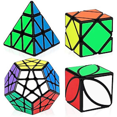 Combo 4 Rubik Biến Thể QiYi Gift Box Mastermorphix Pyraminx Megaminx Skewb Ivy cube tặng kèm chân đế