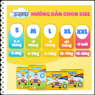 Combo 4 Gói Tã/Bỉm Quần Em Bé Pep.up Extra Dry Siêu Mềm Mại, Siêu Khô Thoáng, Kháng Khuẩn Size XL (8 Miếng/Gói)