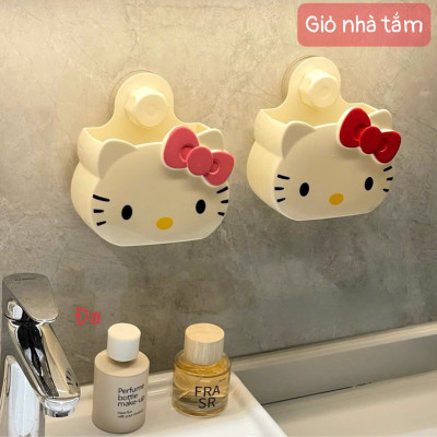 Hộp Đựng Mỹ Phẩm Treo Tường Hello Kitty  – Hộp Nhựa Lưu Trữ Đồ Lặt Vặt Không Cần Khoan, Giá Đỡ Nhà Tắm Dễ Thương - HÀNG CHÍNH HÃNG MINIIN