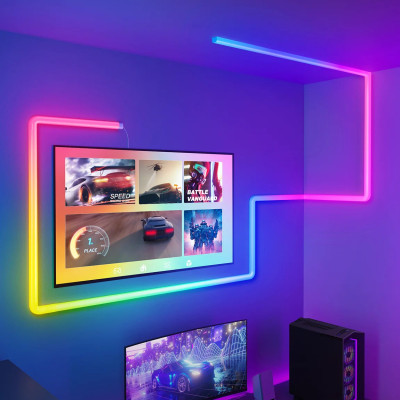 Thanh Đèn LED lắp ghép Govee Glide Wall Light H6062 (3D) | Thiết kế 3D bo góc tường độc đáo, Hiệu ứng chạy màu sắc nét