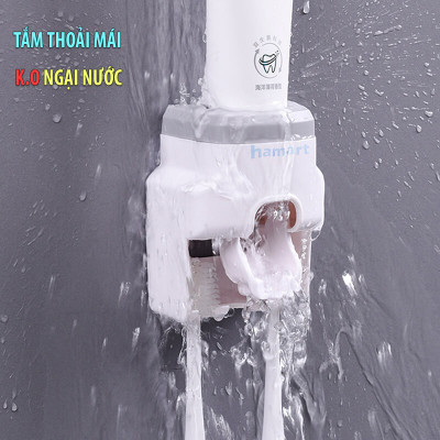 Kệ Nhả Kem Đánh Răng Để Bàn Chải 2in1 Dán Tường Nhà Tắm Kèm Miếng Dán Siêu Dính Tiện Lợi