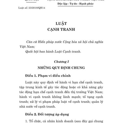 Luật cạnh tranh (hiện hành) bản in 2024