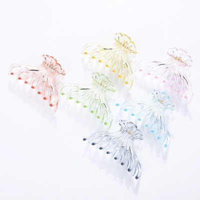 Kẹp càng cua size to 8 răng trong suốt kiểu Hàn Quốc KAH147 - Vàng