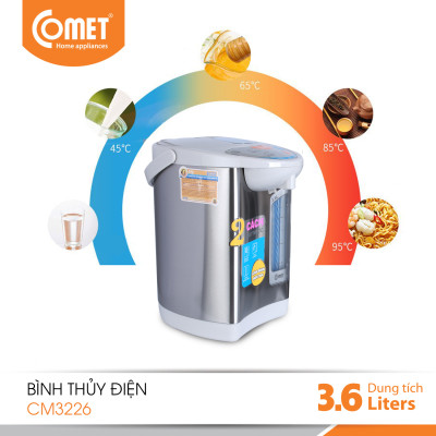 Bình thủy điện Comet CM3226 – Dung tích 3.6L, công suất 730W, ruột inox 304, giữ ấm tự động – Hàng Chính hãng, bảo hành 12 tháng