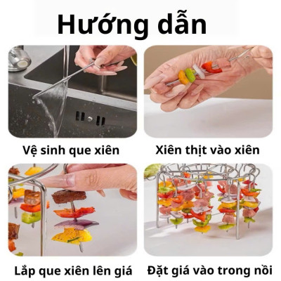 Giá Đựng Inox 24 Xiên Hình Tròn Dọc Cho Nồi Chiên Không Dầu - Chất Liệu Thép Không Gỉ - HÀNG CHÍNH HÃNG MINIIN