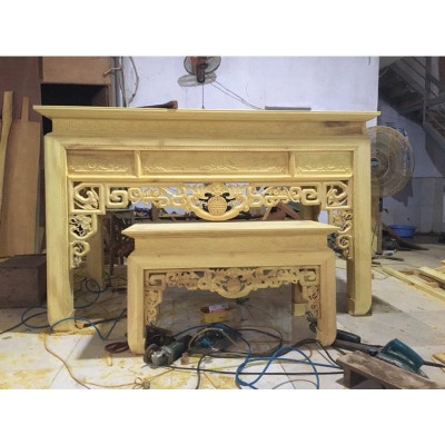 bàn thờ gỗ hương đá hàng đẹp 127cm