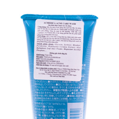 Sữa rửa mặt sạch mụn Naris Acmedica Acne Care Wash Nhật Bản 100g