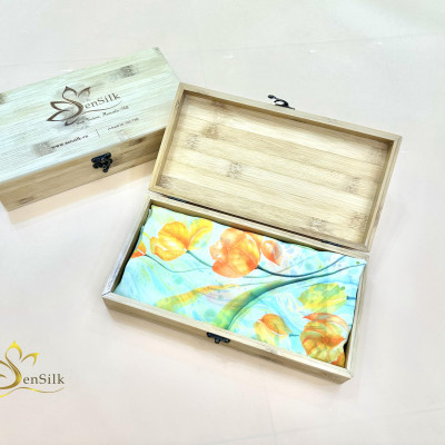 100% Mulberry Silk Scarf Water Marble Hand Painted - Khăn Lụa Cao Cấp Sen Silk Thuỷ Ấn Tulip - Quà Tặng Đẳng Cấp - Vietnam Handmade Gift