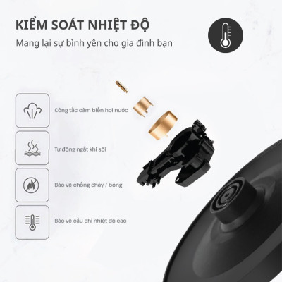 Ấm Siêu Tốc Chính Hãng SOWUN SW1601 1.8L, Chất Liệu INOX Nguyên Khối, Công Suất 1800W Đun Sôi Nước Nhanh