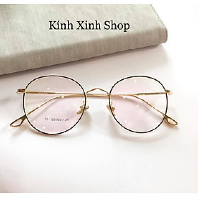 Kính Mắt Tròn Gọng Kim Loại Tăm Đuôi Nhọn Hàn Quốc Cao Cấp