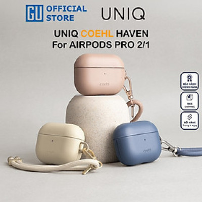 Ốp UNIQ COEHL HAVEN Cho Airpods Pro Gen 2/1 Da Nhân Tạo Chất Lượng Cao Sang Trọng Tặng Kèm Dây Móc Carabiner Hàng Chính Hãng