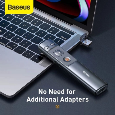 Bút Laser trình chiếu Baseus Orange Dot Wireless Presenter Green Lasercharging cho Laptop Macbook MKCD- Hàng chính hãng