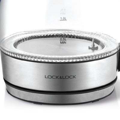 Ấm Điện Thủy Tinh Siêu Tốc Lock&Lock EJK341 (1.8L) - Hàng Chính Hãng, Đèn Đổi Màu Theo Nhiệt Độ, Điều Chỉnh Nhiệt Độ Sôi, Tặng Kèm Ống Hút Và Cọ Rửa