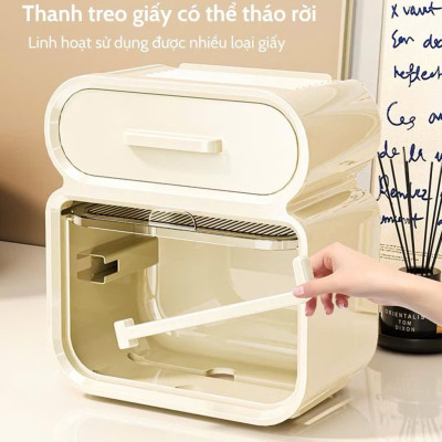 Hộp Đựng Khăn Giấy Cuộn Chống Thấm Nước Treo Tường Ngăn Kéo - Thiết Kế Không Đục Lỗ, Tiện Lợi, An Toàn - HÀNG CHÍNH HÃNG MINIIN