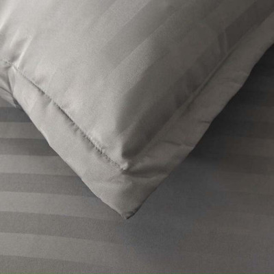 Bộ Ga Gối Cotton Kẻ 3F Lidaco Chuyên Dụng Cho Homestay, Khách Sạn - Xám