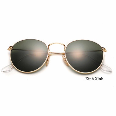 Kính râm Round Metal Unisex Mắt Tròn Thủy Tinh Gọng Kim Loại Thời Trang Retro