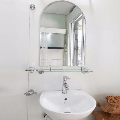 Gương soi viền tròn KG105 nhà tắm tráng bạc cao cấp loại tốt, bao ko bể vỡ, kiếng cường lực 5mm - Hàng chính hãng