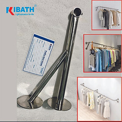 Bát Inox 304 Kibath Bắt Tường Chống Xệ  Chân Đỡ Ống, Chụp Inox Gắn Ống Treo Quần Áo KB-941