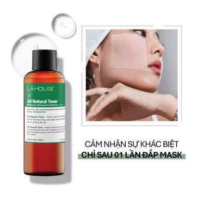 Bộ sản phẩm dưỡng da LÁ HOUSE gồm Toner All Natural,Bông tẩy trang
