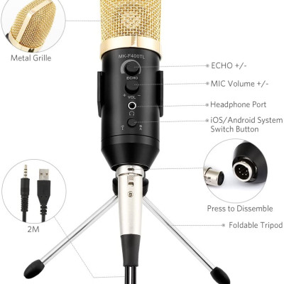 SOAIY Micro karaoke cho điện thoại và máy tính MK-F400TL - Hàng Nhập Khẩu