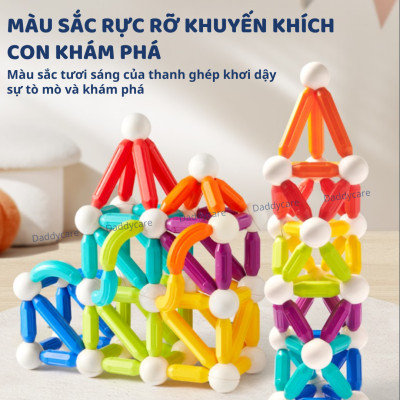 Bộ xếp hình nam châm, đồ chơi lắp ghép cho bé Mideer Rainbow Magnetic Building Stick