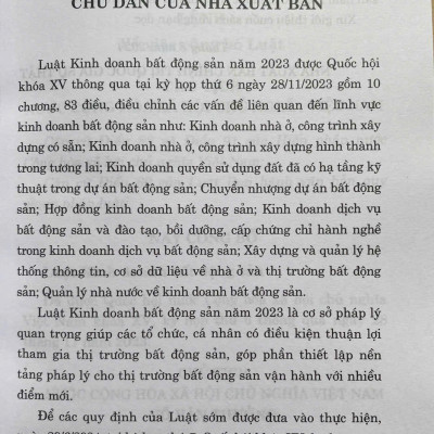 Luật Kinh Doanh Bất Động Sản Năm 2023 ( Sửa đổi, bổ sung năm 2024 )
