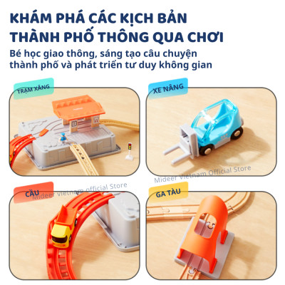 Mô hình lắp ráp đường ray tàu hỏa kèm âm thanh Mideer Mideer Train Track Building Blocks