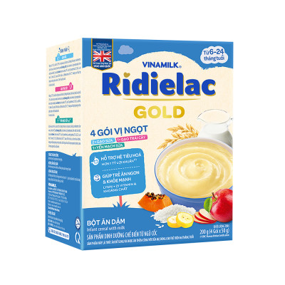 BỘT ĂN DẶM RIDIELAC GOLD 3 VỊ NGỌT - HỘP GIẤY 200G