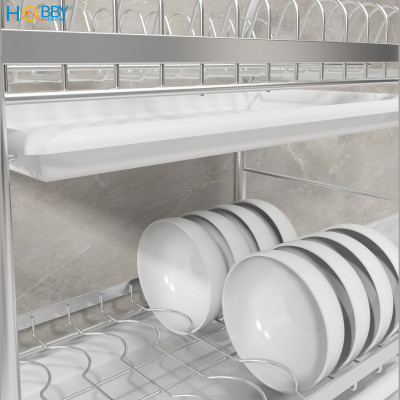 Kệ chén đa năng 2 tầng inox 304 có khay nhựa Hobby home decor KC2K