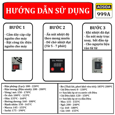 Máy ép dầu ăn thực vật nóng và lạnh dùng trong gia đình thương hiệu Anh Quốc AOSIDA 999A 1000W - Hàng chính hãng (BH 1 NĂM)