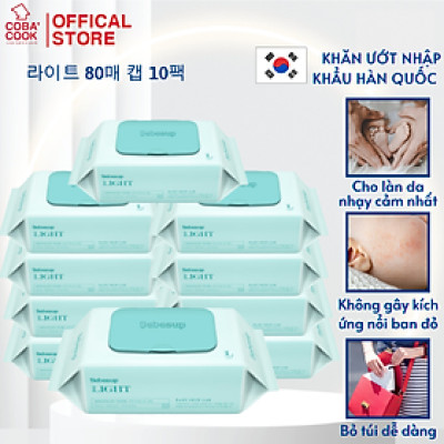 Combo10 Khăn Ướt Bebesup Light Zero Primier Sensitive Signature Gói Lớn Nhập Khẩu Hàn Quốc