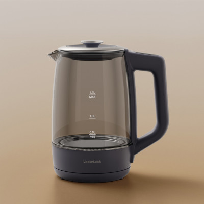 Ấm Đun Siêu Tốc Locknlock Smart Glow Glass Electric Kettle EJK276GRY 1.7L, Hàng Chính Hãng, 5 Mức Nhiệt - JoyMall