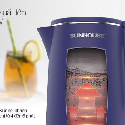 Ấm Siêu Tốc Inox 2 Lớp 1.8L Sunhouse SHD1355 - Hàng Chính Hãng