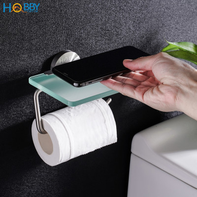 Kệ để giấy vệ sinh có mái che thủy tinh inox 304 Hobby home decor G16