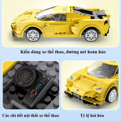Bộ Đồ Chơi Lắp Ghép Xe Đua Thể Thao LAMBORGHINI HURACAN Với 289 Chi Tiết, Bộ Đồ Chơi Xếp Hình Xe Đua Thể Thao LAMBORGHINI HURACAN Với 289 PSC, Bộ Đồ Chơi Mô Hình Xe Đua Thể Thao Điều Khiển Từ Xa RC - Chính Hãng BABYBOSS.