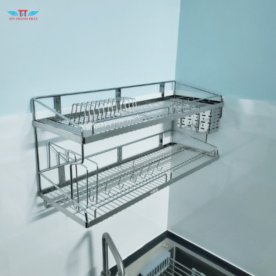 Kệ chén bát 2 tầng đa năng inox 304 Tín Thành Phát – Đựng chén đĩa ngăn nắp, tiết kiệm không gian