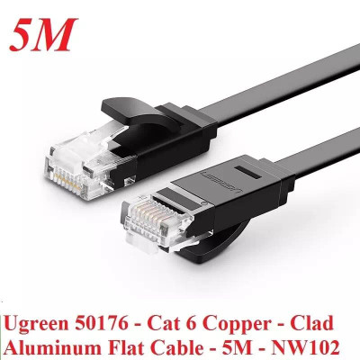Ugreen UG50176NW102TK 5M màu Đen Cáp mạng LAN CAT6 dây dẹt - HÀNG CHÍNH HÃNG