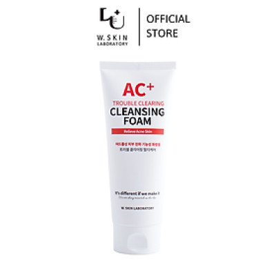 Sữa rửa mặt cho da dầu mụn W.Skin Laboratory AC+ TROUBLE CLEARING CLEANSING FOAM (150ml) xuất xứ Hàn Quốc {Có tem phụ nhập khẩu chính ngạch}