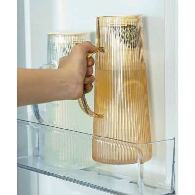 Bình đụng nước uống thủy tinh cao cấp vân tăm 1270ml trắng ánh trai biển
