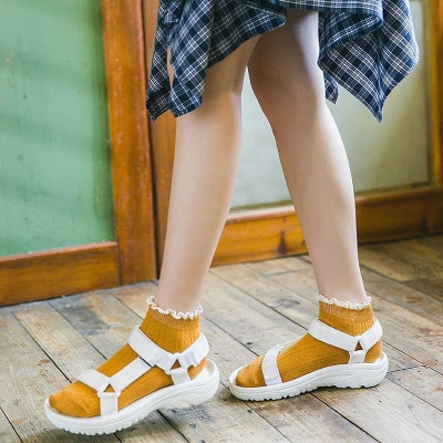 Set 10 Đôi Tất Nữ Bèo Nhún Cổ Ngắn Nhiều Màu Phong Cách Hàn Quốc trộn mầu