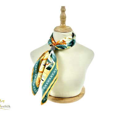 Khăn Lụa Vuông in Sen Silk KLVI01 65x65cm - Silk Square Printed Scarves - Khăn Quà Tặng Cao Cấp