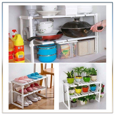 Kệ Để Gầm Bếp - Giá Để Xoong Nồi Và Đồ Dùng Phòng Bếp - Giầy Dép Đa Năng 2 Tầng Tháo Lắp Dễ Dàng 