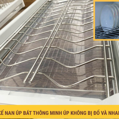 Giá để bát đĩa trong tủ bếp 2 tầng inox 304 vĩnh viễn không han gỉ thương hiệu Grob