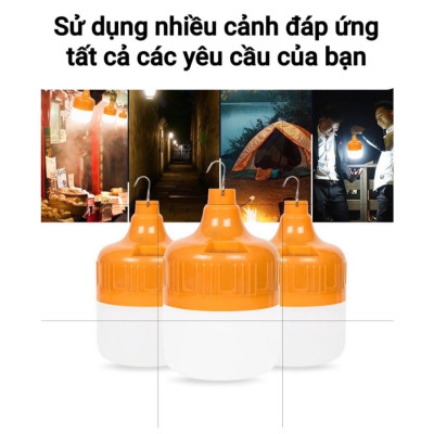 Bóng đèn tích điện , bóng đèn Led  150W ,độ sáng cao tiết kiệm năng lượng  có móc treo , với 3 chế độ sáng tùy chỉnh , kèm dây sạc USB 5V phù hợp khi cúp điện , đi đã ngoại , câu cá , chợ đêm , buôn bán , vỉa hè ,sử dụng cả trời mưa , nắng tiện lợi 