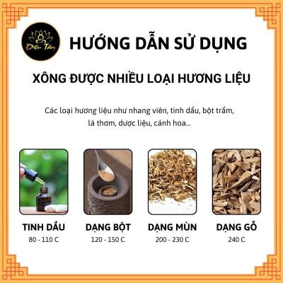 Lư điện lư xông trầm điện gốm lư đốt trầm hương trầm nụ làm quà tặng, đồ thờ cúng phong thủy shop Diệu Tâm- lư tích điện nâu