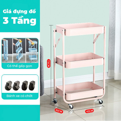 Giá, kệ để đồ gia đình đa năng 3 tầng gấp gọn di dộng, giá kệ spa, có bánh xe dễ dàng di chuyển, có thể bố trí để đồ các phòng đều phù hợp đẹp mắt và tiện dụng