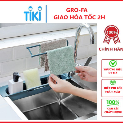 Kệ Nhựa Dài Gấp Gọn Điều Chỉnh Được Kích Thước Phù Hợp Với Bồn Rửa Chén Nhà Bạn , Có Giá Treo Khăn- Chính Hãng GROFA 