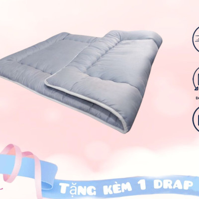 Nệm Bông Trải Sàn Xuất Nhật Fukoji, Kích Thước 1mx2m, 1m4x2m, 1m6x2m Dày 7-9cm Tặng Kèm Drap Nệm